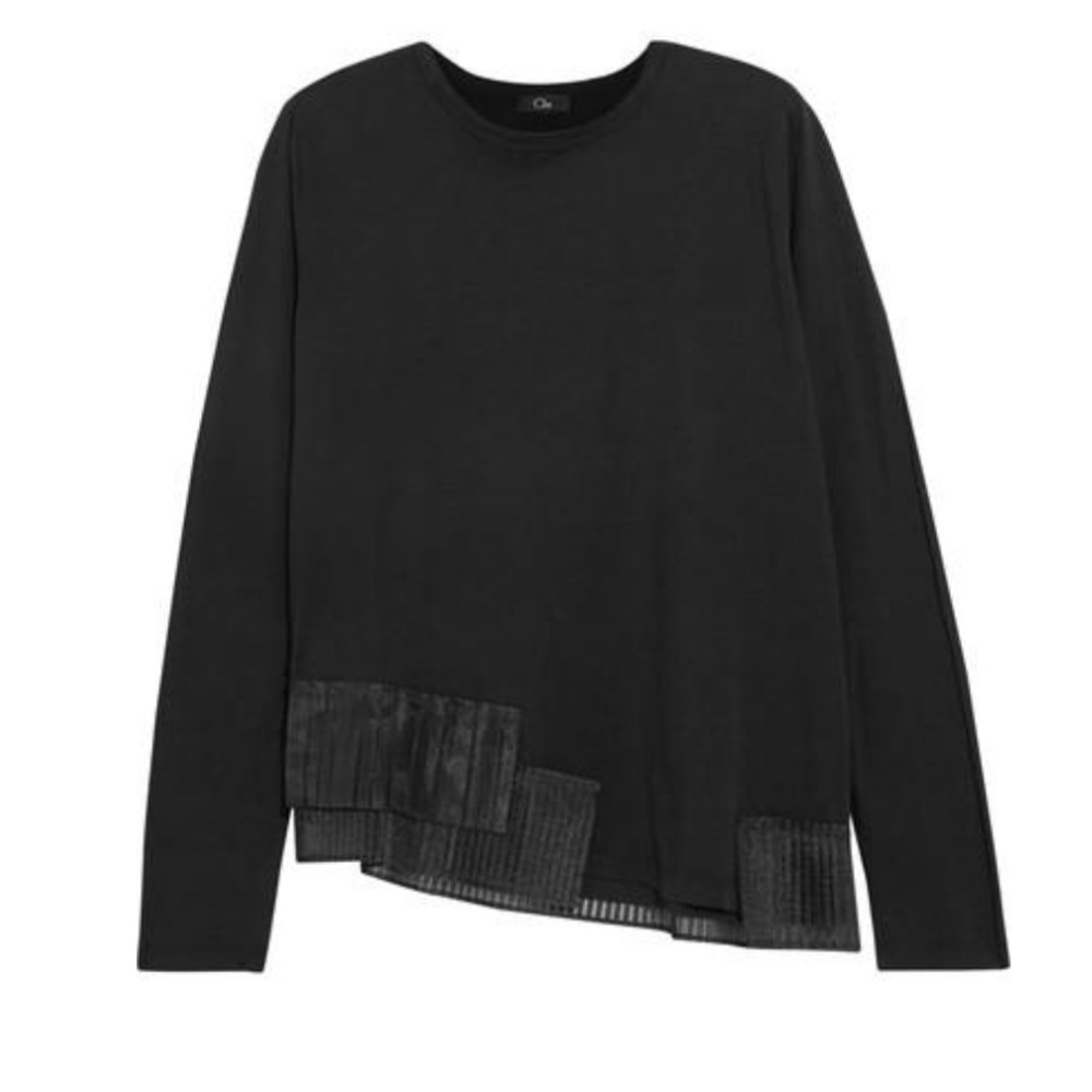 CLU Pleated Organza-trimmed Cotton Sweatshirt